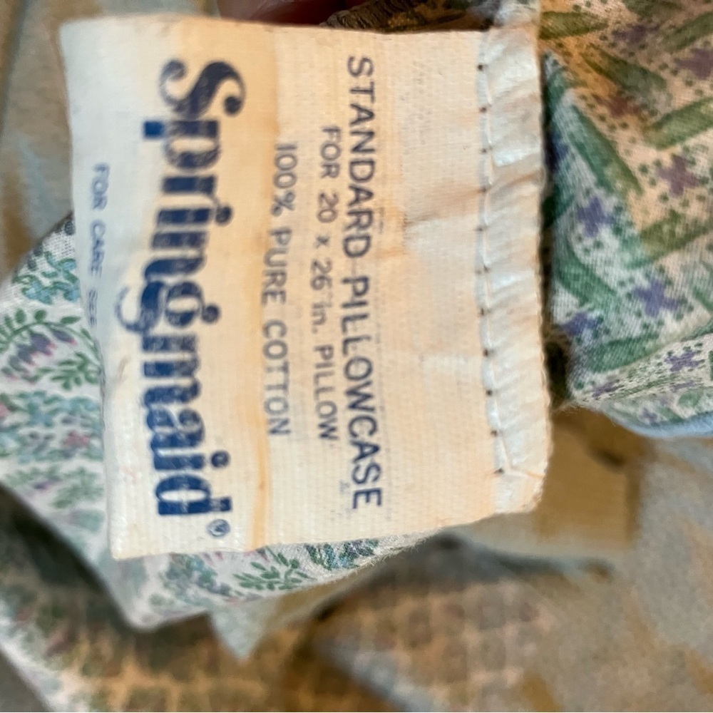 VTG Springmaid Floral Blockprint Pastel Pillowcases Cottagecore Scallop Hem - Picture 7 of 8